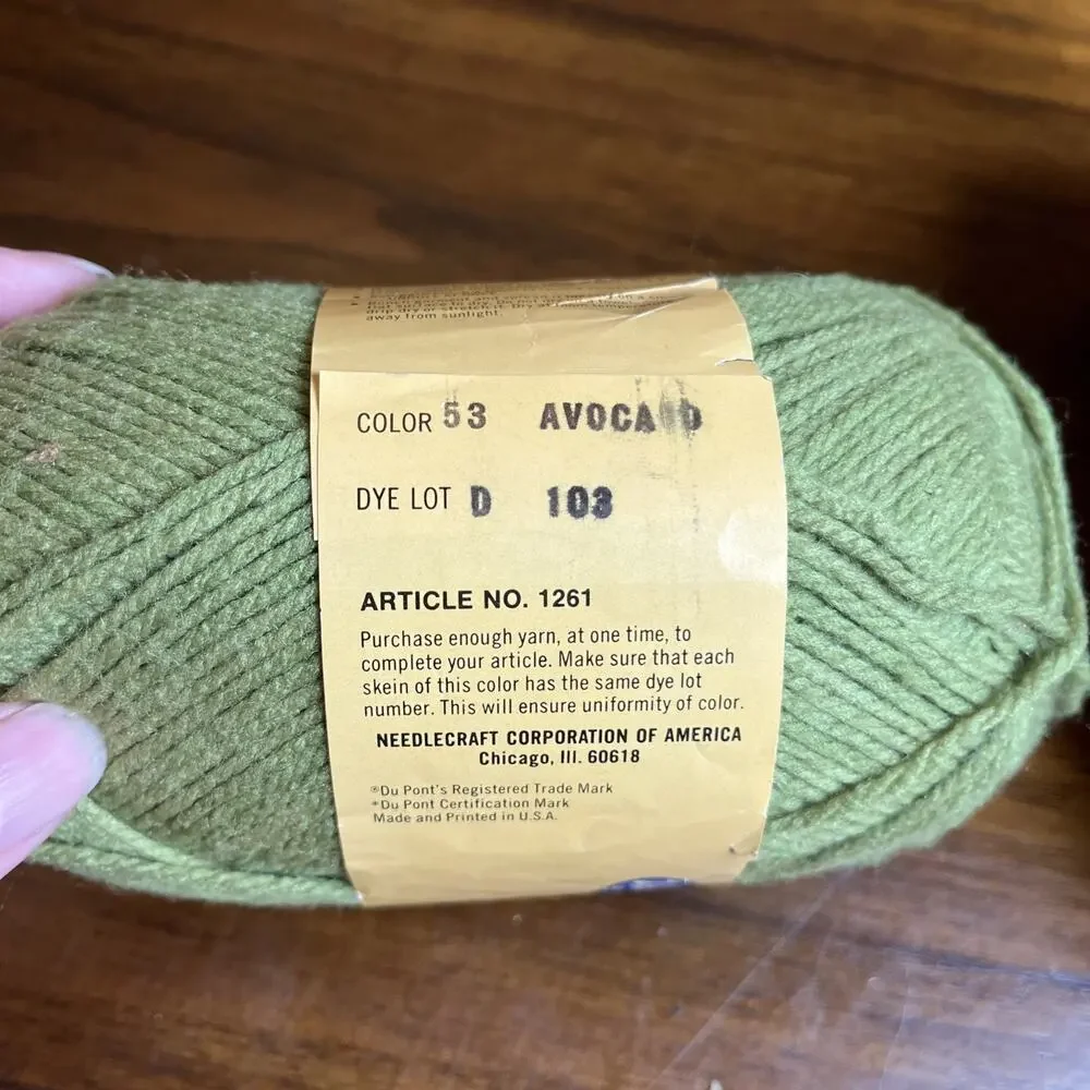 Vintage WonderArt Soft Touch Yarn Lot 3 Ply Sport 2oz, 1 Pink 1.5 Green 1 Orange